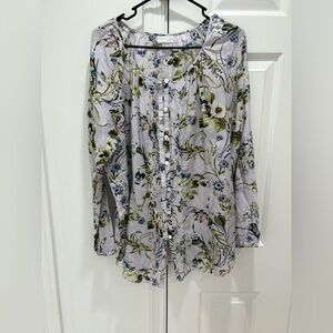 J. Jill Lavender Floral Button-Front Blouse